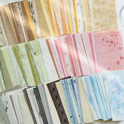 50pcs Minimalist Vintage Scrapbooking Papers, DIY Decorative Craft Papers, Holiday Gifts, Handmade Collage Materials, Personalized Scrapbook Planning Creative School Supplies (Transparent OPP Bag)