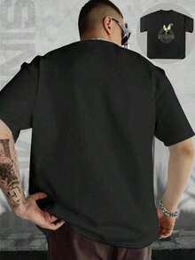 Camiseta de Manga Corta con Estampado de Gallo y Texto Soy Gallero 100% Hasta la Muerte para Uso Casual en Tiendas - Negro - Ver 3