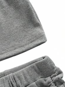 Young Girls Denim Two-Piece Outfits - Light Grey - View 5