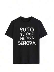 Fashionable Round-Neck, Short-Sleeved T-Shirt, Made In Mexico For The Spring/Summer 2025 Season. Featuring A Cartoon Print, This Matching Couple's Style Is Suitable For Both Tucking In And Wearing Out, For Office And Casual Wear. Designed For Men And Women, Sold Individually. Women's Blouses, Women's T-Shirts, Casual Blouses For Ladies - 黑色 - 查看 3