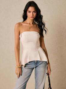Blusa minimalista lisa para mujer, ropa occidental para mujer, blusas para salir para mujer, estilo Y2K, para conciertos, adecuada para uso diario, calle, citas, ir al trabajo y otras ocasiones - Albaricoque - Ver 3