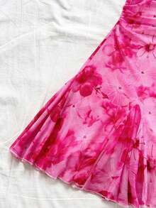 Vestido mini de mujer para vacaciones con tirantes finos, escote pronunciado, espalda descubierta, lazo, bajo estilo sirena, estilo romántico, vestido mini para pausas de té, caminatas al aire libre, citas, atuendo de playa, malla, joven y feme - Multicolor - Ver 5