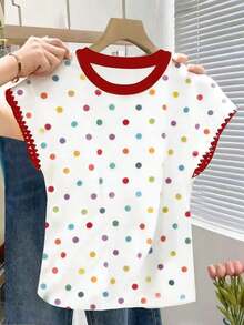 Nueva camiseta de manga corta con bloques de color y rayas, ropa de primavera/verano - Multicolor 7 - Ver 3
