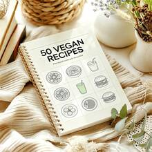 1pc A5 Minimalist Line Drawing Style Vegetarian Recipe Notebook, Sketches Of Light Meals, Burgers, Drinks, Etc., Record Low-Calorie Vegan Cooking Methods And Plans, Best Gift For Weight Loss Group - A5 - View 1