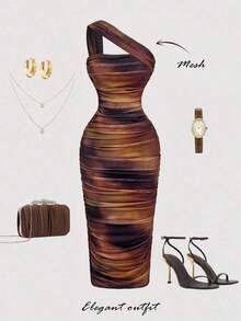 Vestido sin mangas con pliegues asimétricos de estilo vintage para mujer - Multicolor - Ver 6