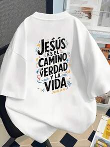 Camiseta de manga corta - Jesús es el camino, la verdad y la vida, cita bíblica - Camiseta estampada de moda para mujer, primavera/verano, ¡tu mejor elección! -Tela ligera y suave - Blanco - Ver 3