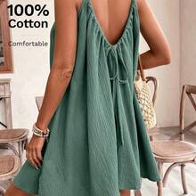 Frenchy Summer Women's Cami Boho Sundress, Green Essential, Summer Outfit, Wedding Season Essential, Cottagecore Drawstring Dress Green Dress Sundress Women Cotton Dress Christmas Casual - Rojo - Ver 8