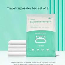 Set de 4 piezas de ropa de cama desechable y portátil para viajes, ropa de cama de hotel de un solo uso, ropa de cama para viajes de negocios para hotel, hospital, tren, camping, playa, vuelta al colegio, empaque con diseño aleatorio - Multicolor - Ver 10