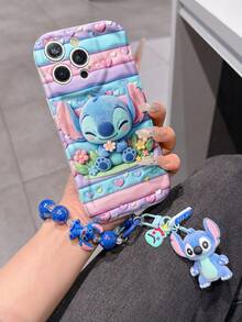 Disney Lilo & Stitch Phone Case With Stitch Charm And Stitch Lanyard - Cute Stitch Protective Case With Flower And Heart Accent Design, Equipped With Delicate Stitch Decorative Lanyard And Beaded Bracelet For Easy Carrying, Compatible With IPhone 17, 16, 15, 14, 13, 12, 11 Pro Series, Ideal For Birthdays, Holidays, Anniversaries, Graduation Gifts, Or Any Special Occasion To Surprise Family, Friends, Classmates, And Loved Ones. - 白色 - 查看 3