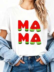 Women's Casual Short-Sleeve T-Shirt With Round Neck, "IN MY ENGAGED ERA" Letter Print, Color Block Design, Polyester Knit Fabric, All-Season Short-Sleeve Top, Casual Wear,  And Stylish Top. - 白色 3 - 查看 7