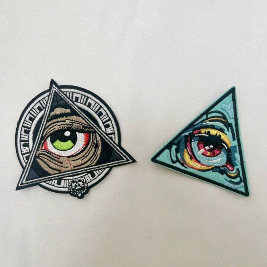 1pc Eye Triangle Iron-On Patch, Cyberpunk & Occult Style Emblem, Suitable For Jacket, Backpack, Street Fashion DIY - B - View 1