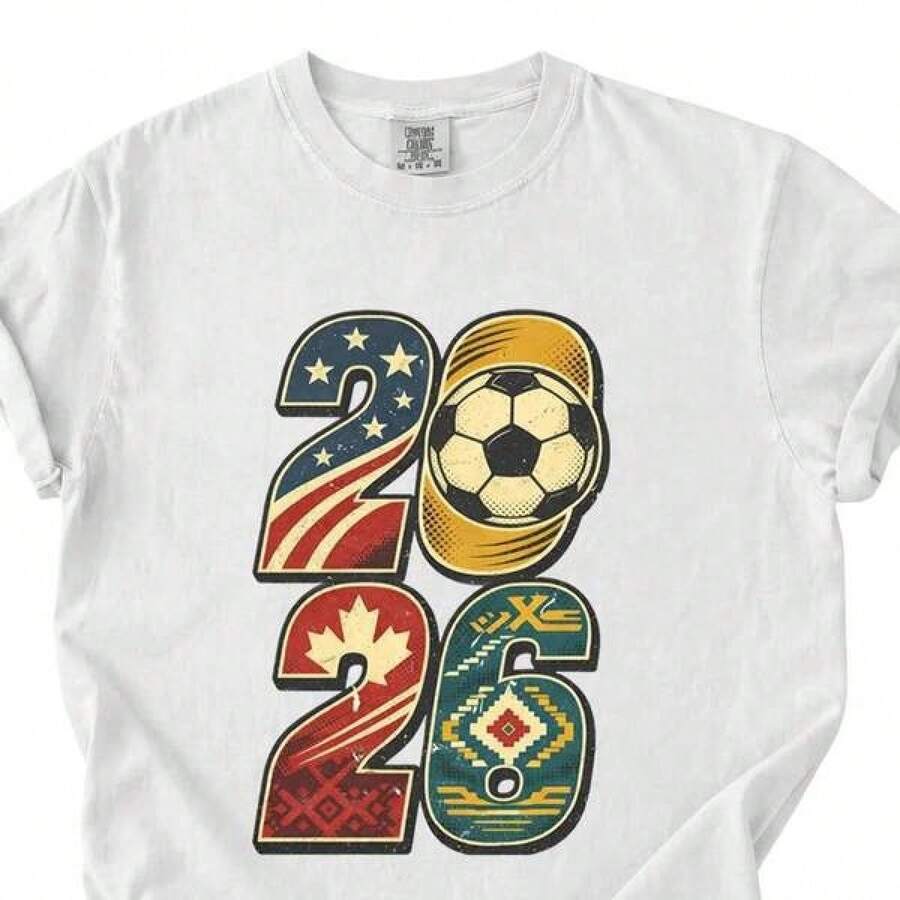 Camiseta de la Copa Mundial 2026 | Camiseta de Fútbol de EE.UU., Canadá y México | Camiseta Vintage con Gráfico de Fútbol | Camisa | Regalo para Fanático del Fútbol - Negro - Ver 1