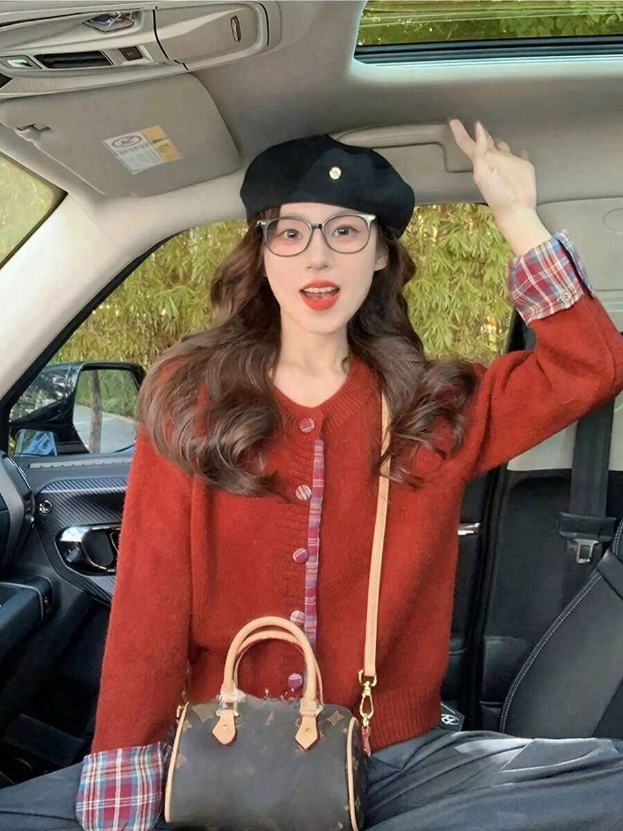 Women Cardigans - (red) - View 1
