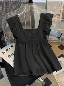 Suéter elegante y lindo de mujer con mangas de estilo de muñeca - Negro - Ver 3