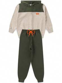 Boys' Winter Fleece Set With Hood, Pants And Jacket - Green - View 13