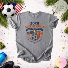 COPA MUNDIAL DE FÚTBOL 2026 Nueva Camiseta Casual de Algodón Puro, Talla Grande, Cuello Redondo, para Hombre y Mujer - Blanco - Ver 7