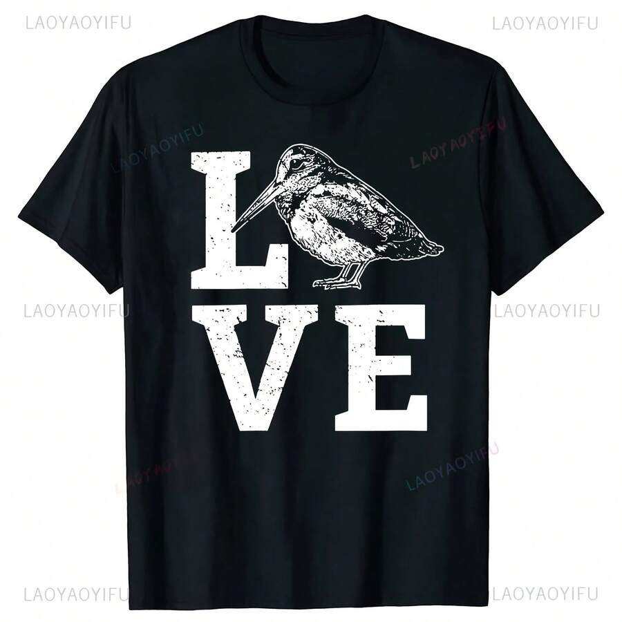 Camiseta con estampado de I Love Woodcock Bird para hombre, ropa Harajuku de manga corta, informal, estilo de verano - forma - Ver 1