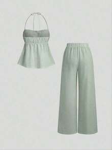 Sweetro Conjunto de dos piezas para mujer para uso diario - Verde - Ver 2