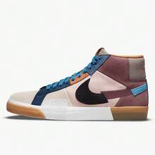 Nike Blazer SB Zoom 斷鉤 拼接防滑耐磨透氣運動休閒舒適百搭中幫板鞋 男女同款 粉褐 - 粉褐 - 查看 6