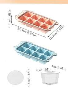 1pc Ice Cube Tray, Quick Release Ice Cube Mold, Fridge Ice Storage Box, Sealed Anti-Odor Freezer Ice Cube Tray, Square & Spherical - Multicolor - View 4