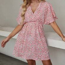 2024 Europe And United States Spring And Summer Novelty Women's Printed V-Neck Short Sleeve Casual Loose Dress For Women - 羅莎 - 查看 11