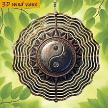 1 pieza Escudo redondo de 10 pulg.*10 pulg. con diseño 3D rústico de Yin Yang Tai Chi, con gancho giratorio de 360° para hacer un móvil creativo DIY (no incluye el colgante), estilo aleatorio - A - Ver 9