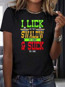 I Lick The Salt, I Swallow The Tequila, And I Suck The Lime - Funny T-Shirt For Women And Men, Party T-Shirt, Costume Top For Cinco De Mayo, Happy Valentine's Day, 220g, Blouses For Women. - 黑色 - 查看 4