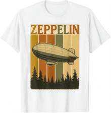 Camiseta de cuello redondoRetro Zeppelin Airship Shirt Vintage Rock Style Tee for Men T-Shirt,camisetas conmemorativas, ropa para niñas,San Valentín, productos de anime japonés, conjuntos para padres e hijos, San Valentín, hombres, camisetas gráficas, mujeres, camisetas gráficas, - Blanco - Ver 7