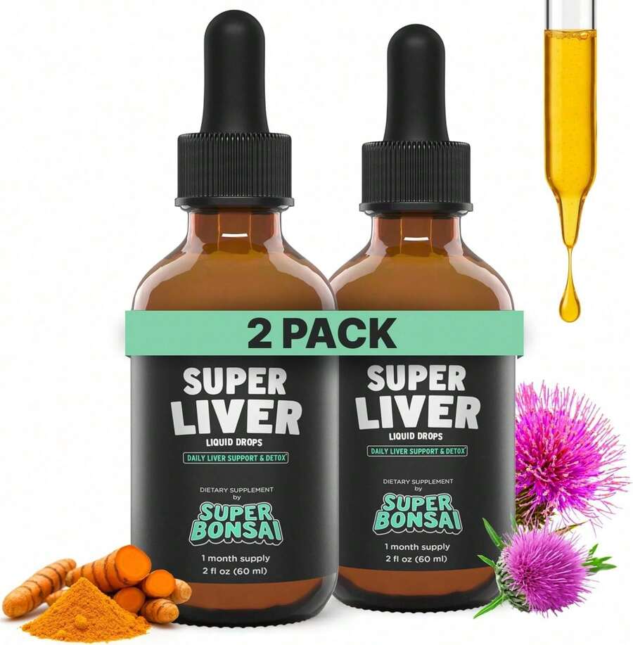 SuperBonsai Super Liver Support With Milk Thistle -  Liver Cleanse Detox & Repair Aid - Doctor-Formulated Liver Supplement - Liquid Herbal Supplements For Liver Health - 1 Month Supply[2 Piece] - 2 - Xem 1