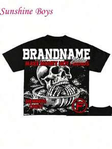 [180g Algodón Puro] Camiseta de Hombre con Estampado a Doble Cara 'King Promised To Give That Guy That Night', Camiseta de Algodón Blanca, Camisetas Gráficas Divertidas, Camisetas Gráficas, Ropa Urbana de Moda, Estilo Y2k, Adecuada para el Regreso a Clases. Regalos Adecuados Para Amigos Y Familiares - Negro 2 - Ver 3