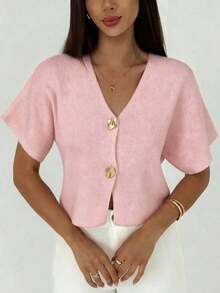 Cárdigan delgado de mujer con contraste de color retro, adecuado para salidas, estilo callejero, aeropuerto, vacaciones en la playa, viajes al trabajo, fiestas de boda, festivales, estilo bohemio, romántico y elegante - Rosa - Ver 6