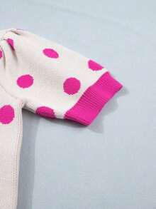 Acelitt Suéter de manga de pétalo con lunares rosas, ideal para vacaciones de primavera - Multicolor - Ver 6