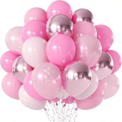 49pcs/23pcs Set Of 10-Inch Matte Dusty Rose, Macaron Pink, Blush Pink, Metallic Powder Latex Balloons Arch Kit, Suitable For Birthday Party, Christening, Gender Reveal Party, Anniversary, Bachelorette Party And Wedding Decoration