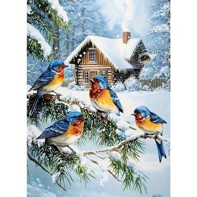 1pc [30*40cm/11.8*15.7in]5D Acrylic Diamond Painting Kit, Bird Pattern, Suitable For Adult Beginners DIY Mosaic Diamond Art, Full Drill Handmade DIY Diamond Painting, Suitable For Living Room, Bedroom, Office Wall Decor Hanging Painting, Surprise Art Home Decor Gift For Family And Friends, Frameless