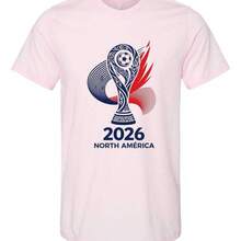 Mundial 2026 NUEVA Camiseta Unisex de Algodón Puro, Casual, Holgada, de Cuello Redondo para Norteamérica - Blanco - Ver 5