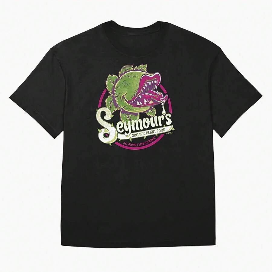 Little Shop Of Horrors Summer T-Shirt With Graphic Print Of Seymour's Audrey II Plant, Short Sleeve, Loose Fit, Streetwear Style, Casual Fan Top. - 款式 - 查看 1