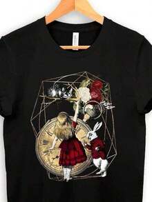 Camisetas de Pascua para Hombre y Mujer 2026, Camiseta Gráfica ALICE EN EL PAÍS DE LAS MARAVILLAS, Regalos Serie Roja, Idea de Regalo, Regalos para Mujer, Camisetas para Mujer, Camiseta Personalizada, Camisetas Gráficas, Conjuntos para Fiesta de Té y Vacaciones de Verano, Blusas para Mujer, Blusas de Verano, Blusas Negras, Ropa de Verano, Blusas de Fiesta, Camisetas Divertidas, Ropa para Hombre, Regalos para Hombre, Ropa para Niñas, Conjuntos para Niños, Conjunto Familiar a Juego, Conjunto a Juego para Mamá e Hija, Camiseta de Moda de Verano, Camiseta de Anime, Tallas S-XXXL, Ropa para Niños, Ropa para Hombre, Blusas para Mujer, Regalo Perfecto para la Vuelta al Cole y el Día de Pascua o el Día de la Madre, Se Puede Combinar con Conjuntos para - Negro - Ver 7