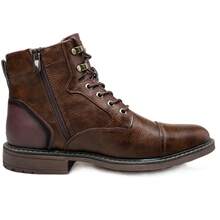 Men's Retro Brown Boots, British Style High-Top Lace-Up Work Boots, Wear-Resistant Non-Slip Business Casual Leather Boots - Brown - View 9