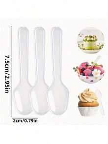 100 chiếc thìa nhựa mini trong suốt, thích hợp dùng cho các món tráng miệng, kem, thạch, bánh pudding, sữa chua, món khai vị, các buổi họp mặt gia đình, dã ngoại, nhà hàng và nhà bếp. - Nhiều màu - Xem 5