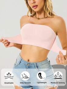 CELILIN 2 piezas Sujetadores sin tirantes, Sujetadores invisibles sin costuras, Adecuados para vestidos de hombros descubiertos y vestidos de novia - Multicolor - Ver 4