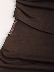 Vestido mini ajustado y sexy sin tirantes con hebilla de metal para mujer - Marrón Mocha 2 - Ver 6