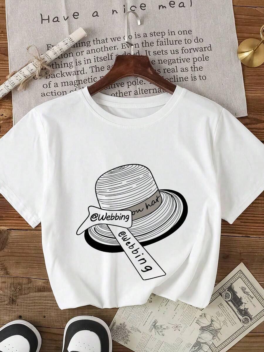Nueva Camiseta Casual de Verano de la Marca de Moda "@Webbing" - Estilo Urbano Vintage, Unisex, de Algodón, Manga Corta, Cuello Redondo y Corte Holgado - Blanco - Ver 1