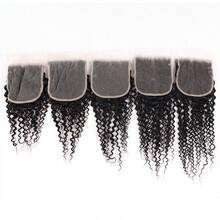 BINF Unprocessed Human Hair Curly 4x4 Lace Closure With Brazilian Curly Transparent Lace And Free Parting Design - Natural Black - View 6