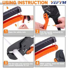 Cortador de tubo de PVC, corta hasta Φ63mm de PEX, PVC, PPR y mangueras de plástico, cortadores de tubos con cuchilla afilada de acero inoxidable SK5 YEC-P63 - YEC-P63 - Ver 7