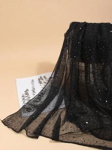 1pc Women's Lightweight Solid Color Sequin Bandana Scarf, Headscarf, Middle Eastern Hijab, Decorative Shawl, Sun Protection Beach Wrap, Suitable For Daily Use - Rượu sâm banh - Xem 4