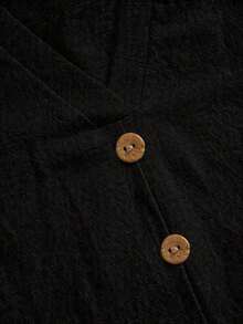 Camisa de mujer casual y minimalista con estampado botánico, adecuada para el verano - Negro - Ver 4