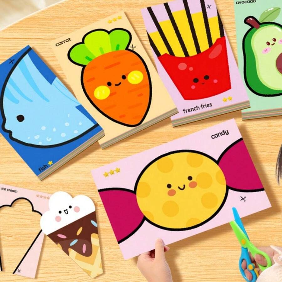 1 bộ dụng cụ cắt giấy vui nhộn (bộ thủ công nhẹ, đi kèm kéo an toàn) giúp rèn luyện sự tập trung và phối hợp tay mắt. Đây là sách cắt giấy nghệ thuật thủ công và thực hành kỹ năng sử dụng kéo. - Nhiều màu - Xem 1