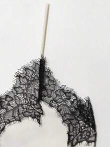 Seelio Nuevo Top de estilo lencería sexy con decoración de encaje, estilo europeo y americano, para mujer, color negro, para verano - Borde negro sobre fondo blanco - Ver 9