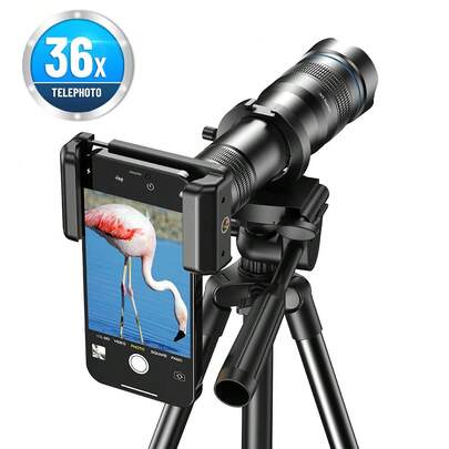  APEXEL Powerful Metal 36X Telephoto Lens For Phone, Professional Smartphone Monocular Telescope With Tripod – For Moon, Star Gazing, Hiking & Travel