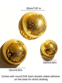 Bộ 3 quả cầu disco trang trí tường, hình bán cầu sáng bóng 4/6/8 inch, thích hợp cho trong nhà, sân, vườn, tiệc tùng, đám cưới và các lễ kỷ niệm tại nhà. - Vàng - Xem 7
